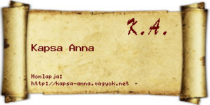 Kapsa Anna névjegykártya