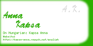 anna kapsa business card